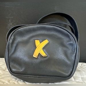 Paloma Picasso black leather messenger bag